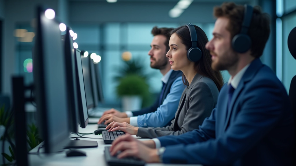Implementación de reconocimiento de voz en centro de atención, equipo técnico configurando sistema